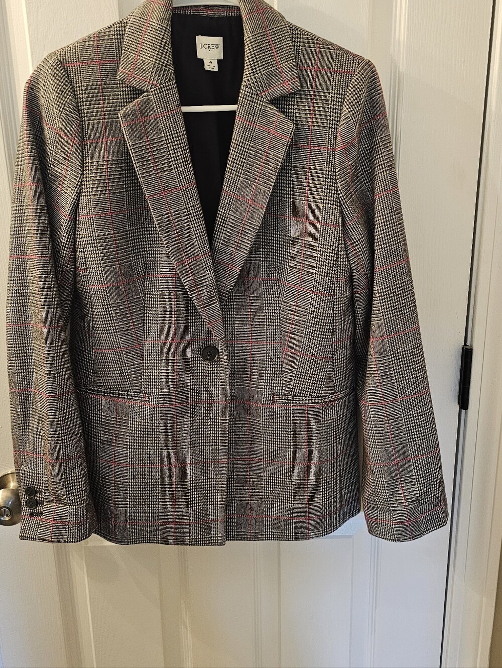 J. Crew Glen Plaid Blazer with Pink Windowpane